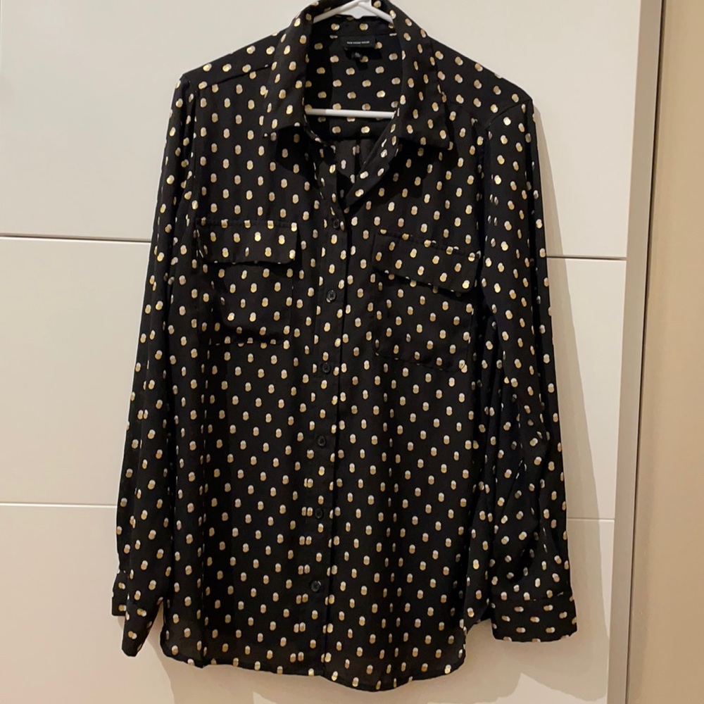 Who What Wear - Gold and White polka dot blouse